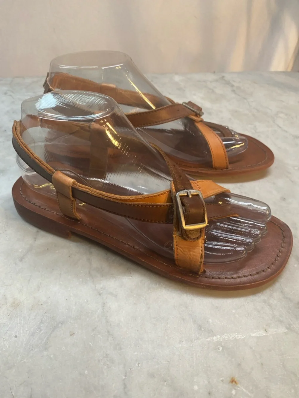 Free People Two-Tone Brown Leather Sandals - Picture 2 of 5